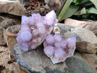 Natural Sunburst Amethyst Spirit Quartz Clusters x 2 From Boekenhouthoek, South Africa