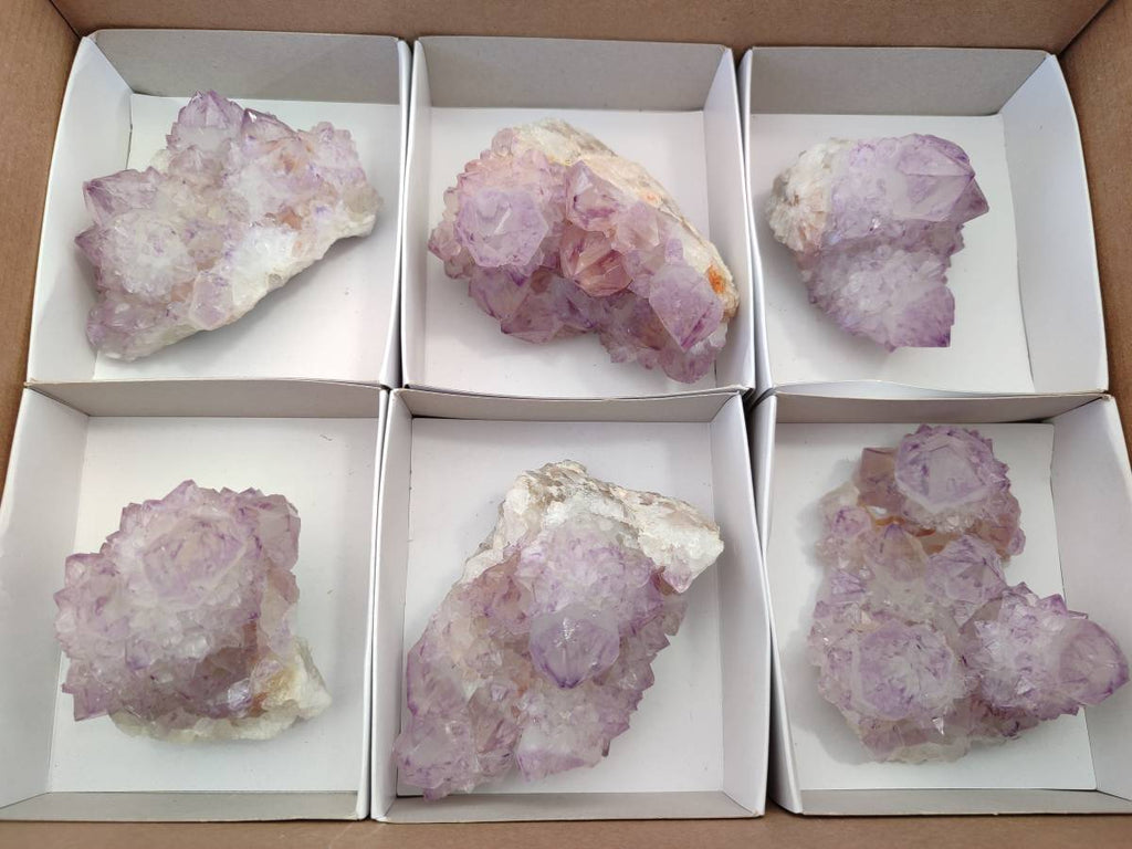 Natural Sunburst Amethyst Spirit Quartz Clusters x 6 From Boekenhouthoek, South Africa - Toprock Gemstones and Minerals 