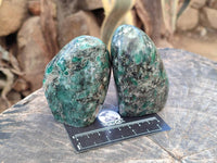 Polished Emerald Mica In Matrix Standing Free Forms x 3 From Mutoko, Zimbabwe - Toprock Gemstones and Minerals 
