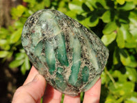 Polished Emerald Mica In Matrix Standing Free Forms x 3 From Mutoko, Zimbabwe - Toprock Gemstones and Minerals 