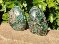 Polished Emerald Mica In Matrix Standing Free Forms x 3 From Mutoko, Zimbabwe - Toprock Gemstones and Minerals 