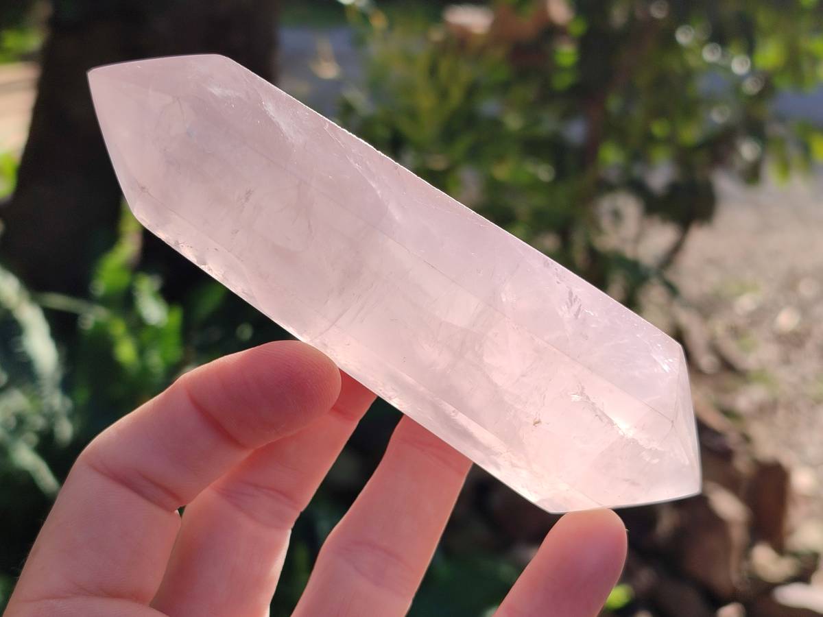 Polished Double Terminated Rose Quartz Points x 4 Ambatondrazaka, Madagascar - Toprock Gemstones and Minerals 