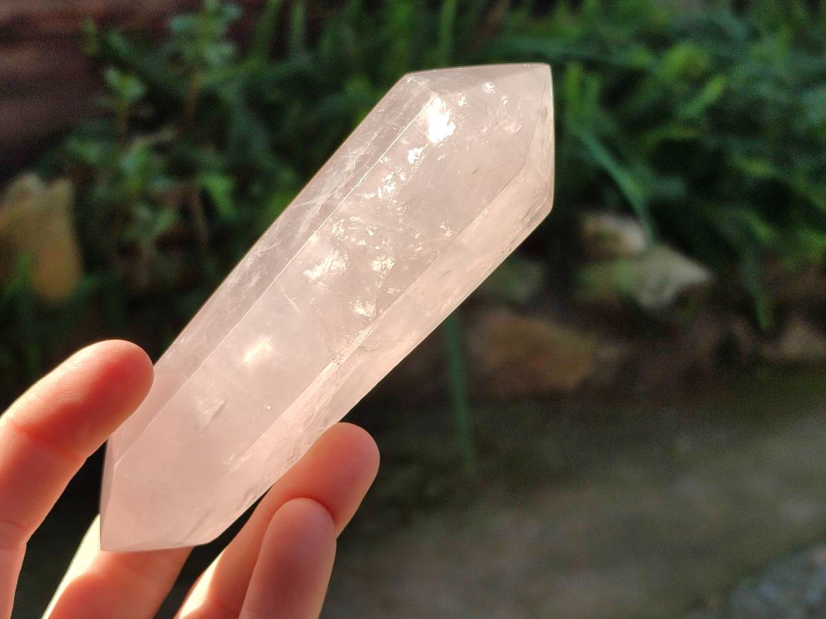 Polished Double Terminated Rose Quartz Points x 4 Ambatondrazaka, Madagascar - Toprock Gemstones and Minerals 