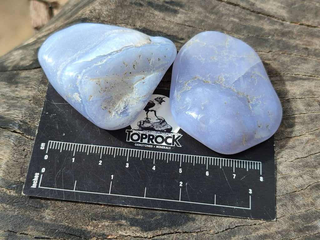 Polished Blue Lace Agate Tumbled Stones x 20 From Nsanje, Malawi - Toprock Gemstones and Minerals 