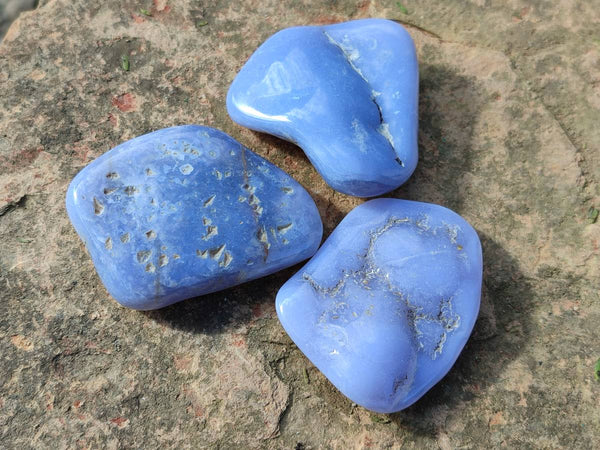 Polished Blue Lace Agate Tumbled Stones x 20 From Nsanje, Malawi