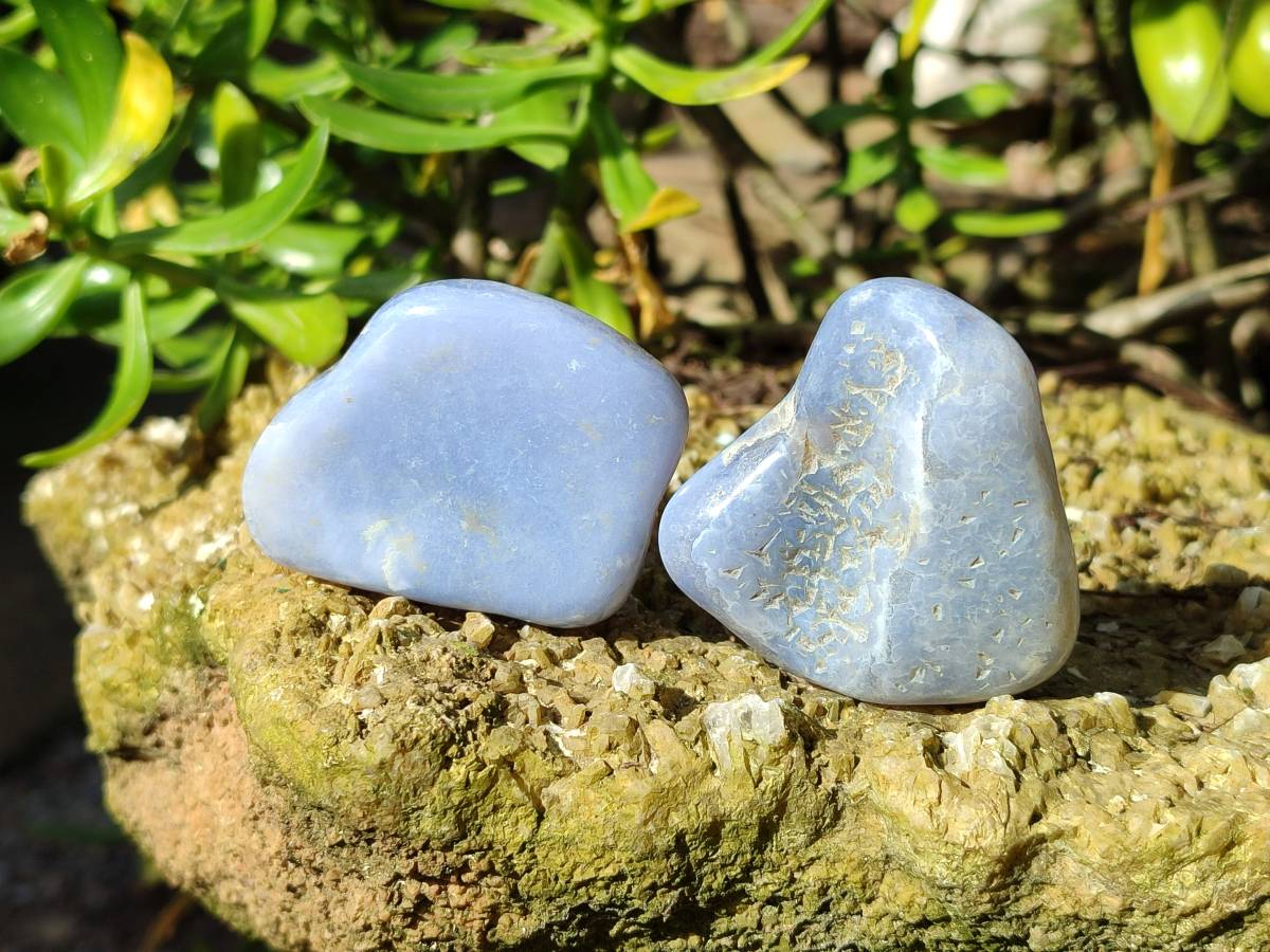 Polished Blue Lace Agate Tumbled Stones x 20 From Nsanje, Malawi - Toprock Gemstones and Minerals 