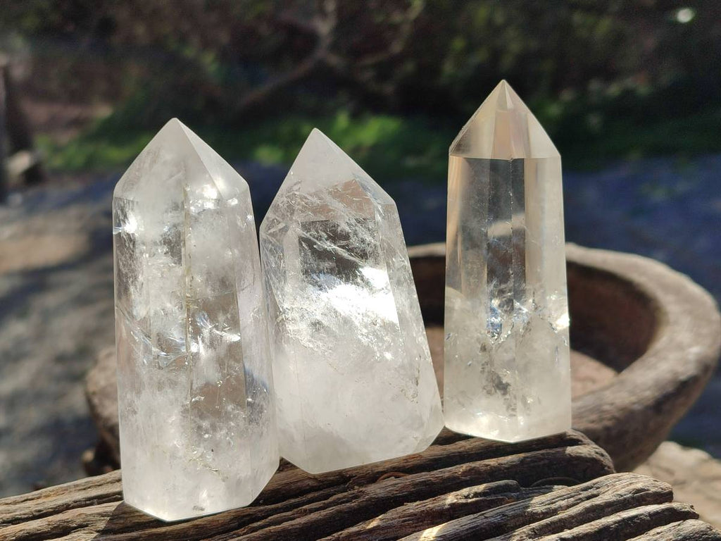 Polished Clear Quartz Crystals x 6 From Madagascar - Toprock Gemstones and Minerals 
