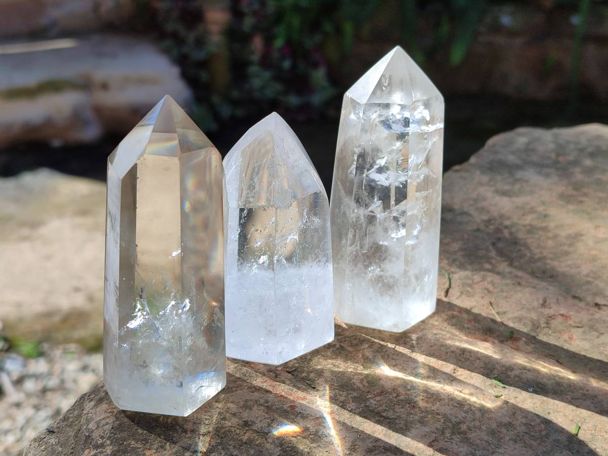 Polished Clear Quartz Crystals x 6 From Madagascar - Toprock Gemstones and Minerals 