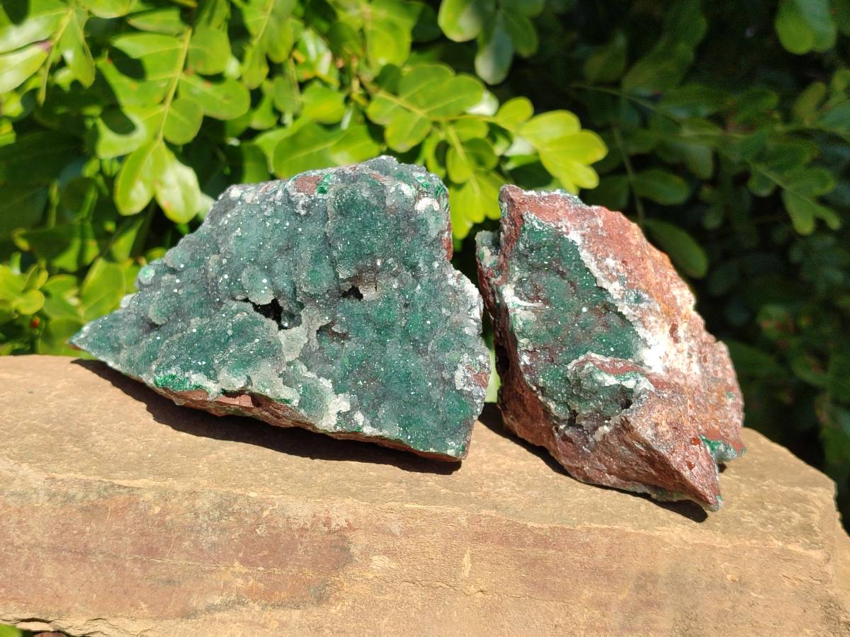 Natural Ball Malachite On Quartz Matrix Specimens x 2 From Kambove, Congo - Toprock Gemstones and Minerals 