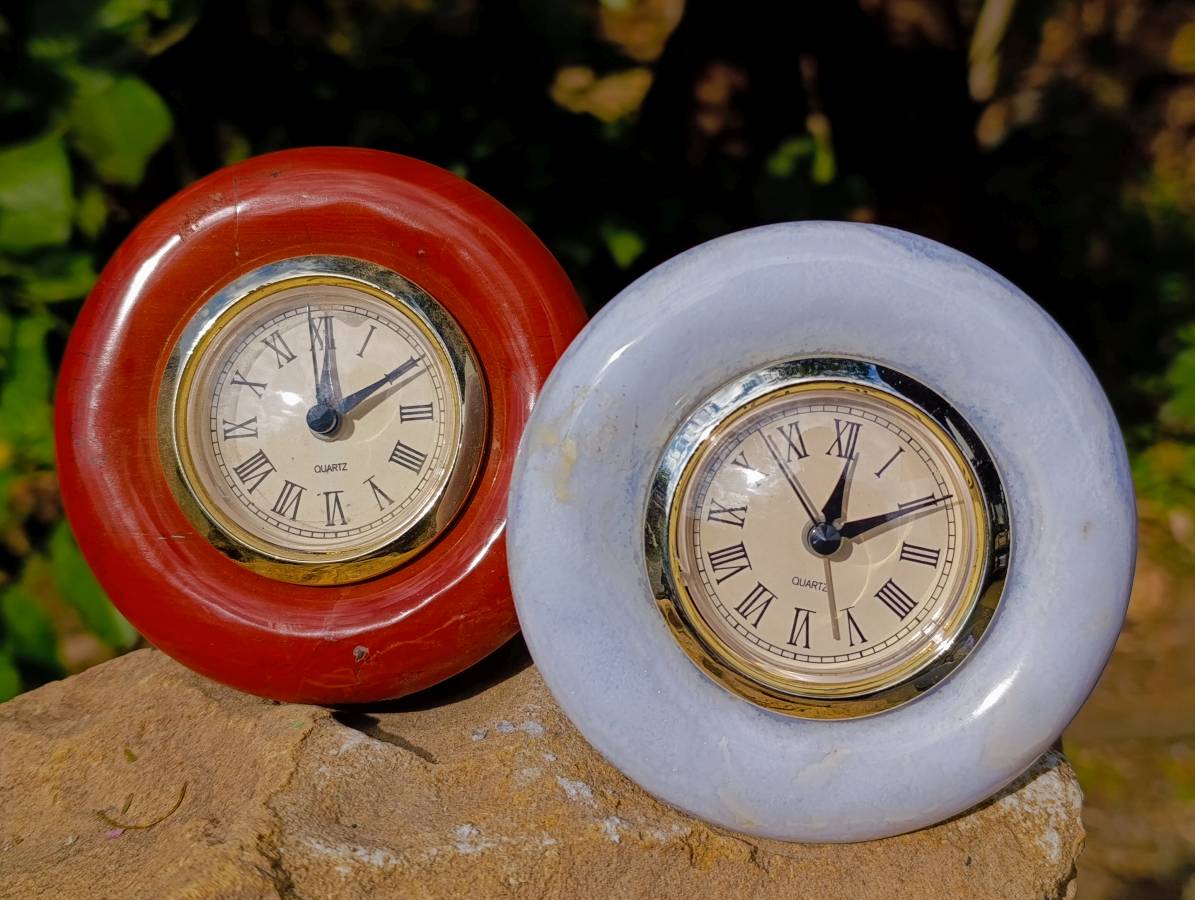 Hand Made Stone Alarm Clocks x 2 From China - Toprock Gemstones and Minerals 