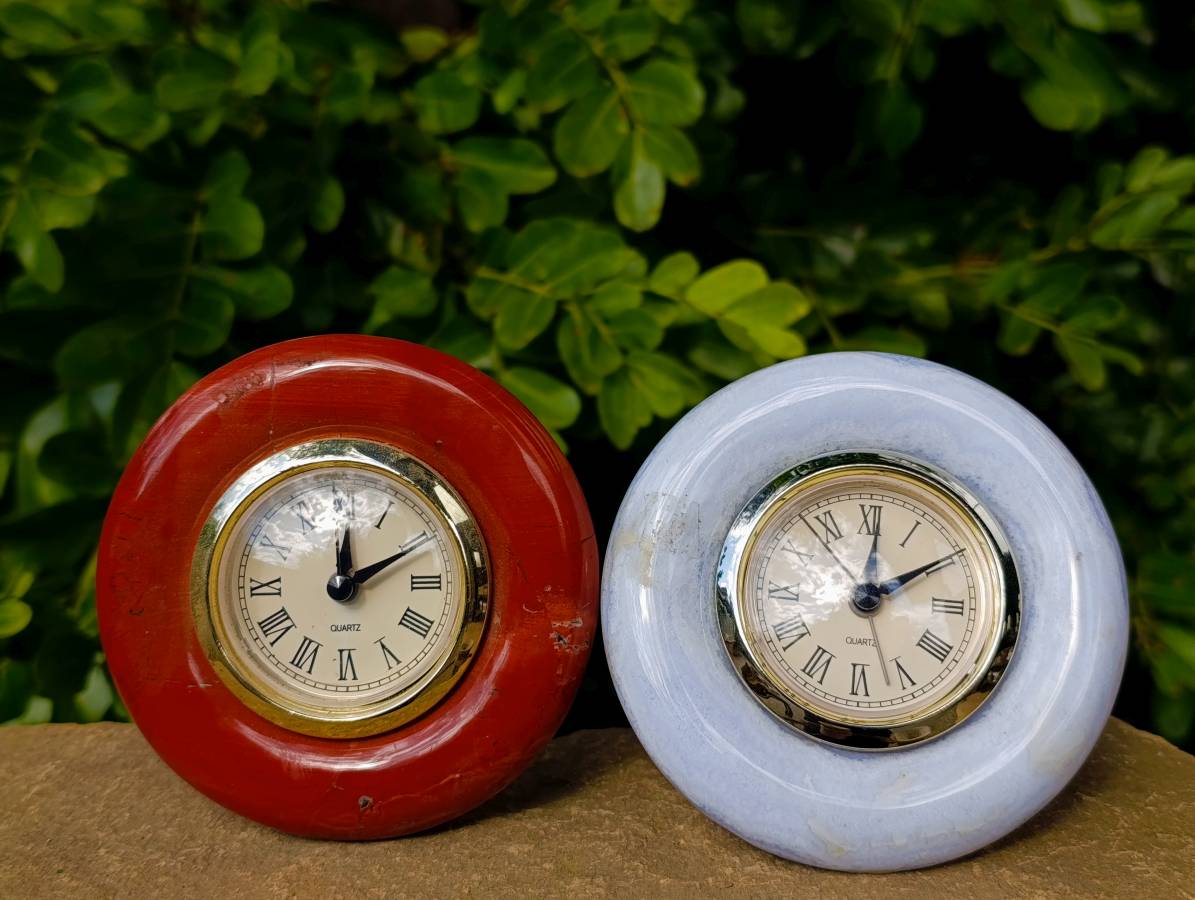 Hand Made Stone Alarm Clocks x 2 From China - Toprock Gemstones and Minerals 