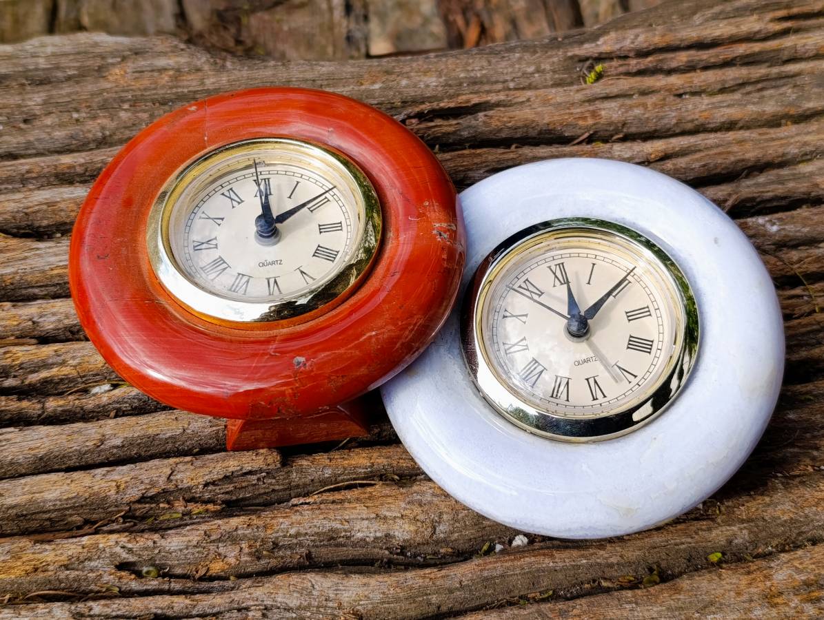 Hand Made Stone Alarm Clocks x 2 From China - Toprock Gemstones and Minerals 