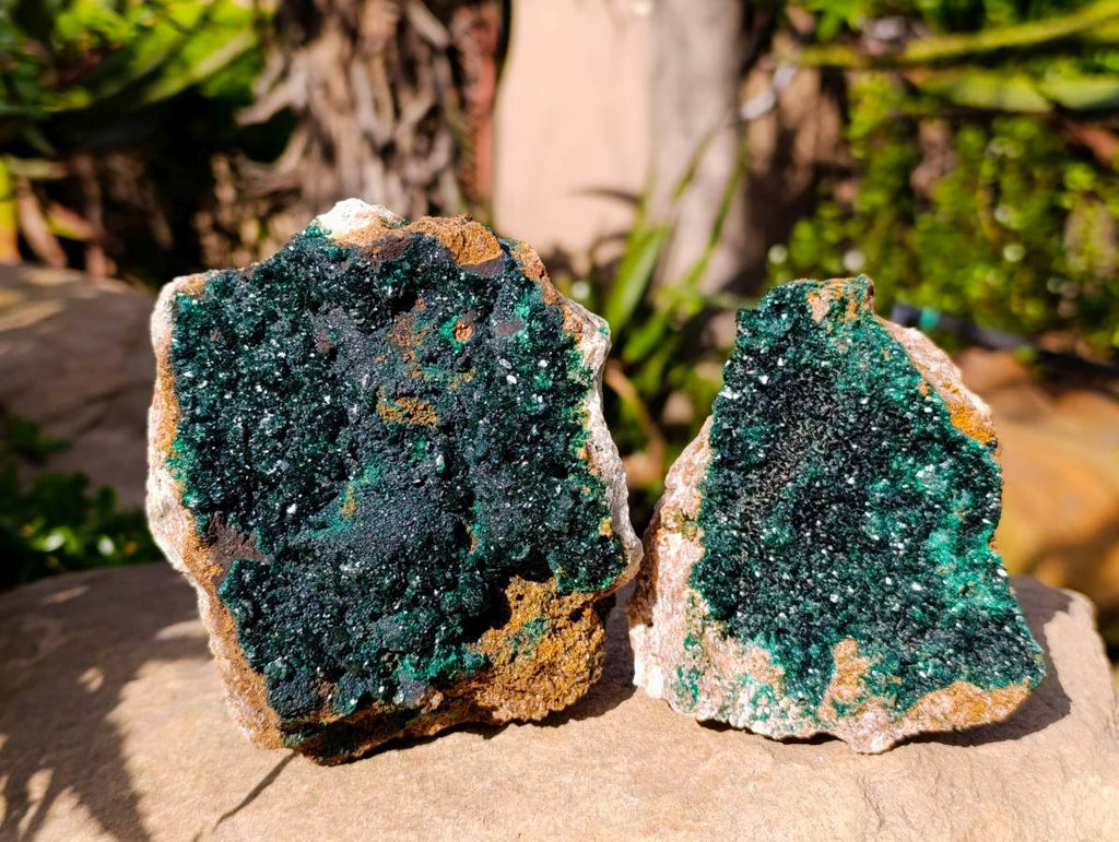 Natural Crystalline Malachite Specimens x 2 From Tenke Fungurume, Congo - Toprock Gemstones and Minerals 