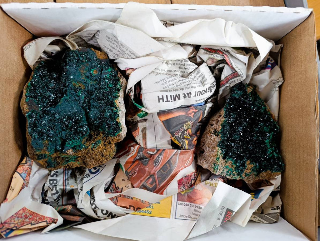 Natural Crystalline Malachite Specimens x 2 From Tenke Fungurume, Congo - Toprock Gemstones and Minerals 