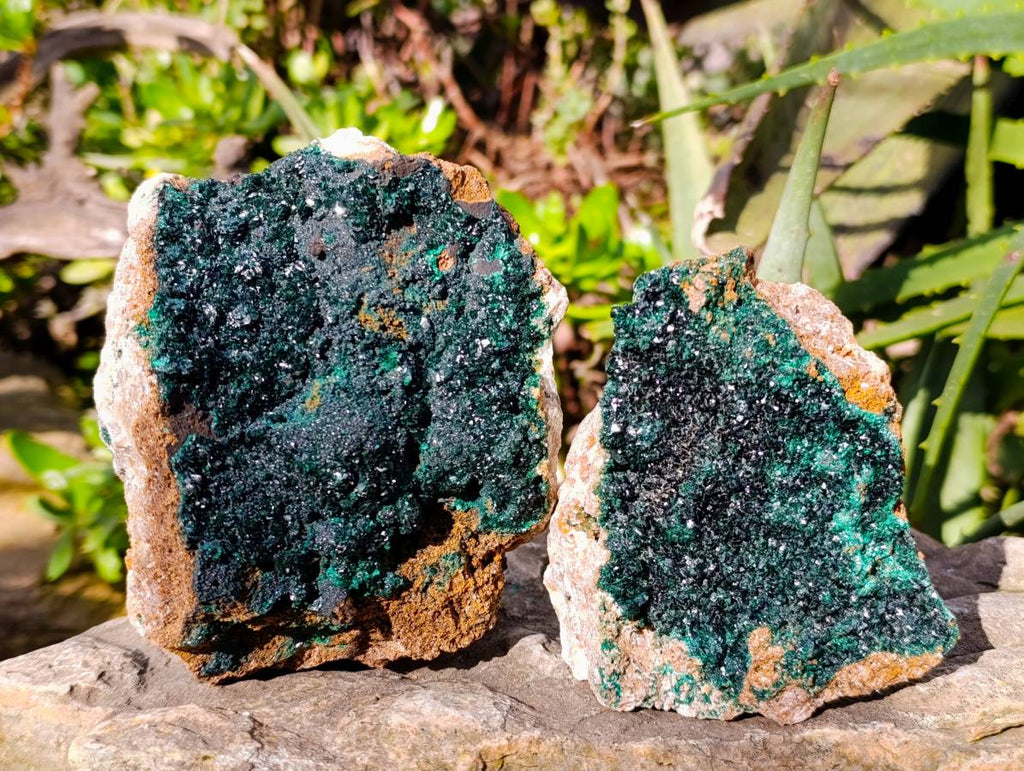 Natural Crystalline Malachite Specimens x 2 From Tenke Fungurume, Congo - Toprock Gemstones and Minerals 