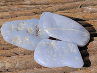 Polished Blue Lace Agate Tumbled Stones x 20 From Nsanje, Malawi