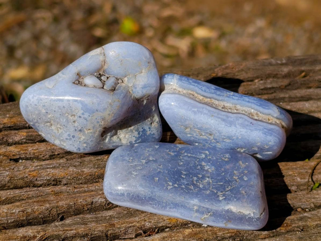 Polished Blue Lace Agate Tumbled Stones x 20 From Nsanje, Malawi - Toprock Gemstones and Minerals 