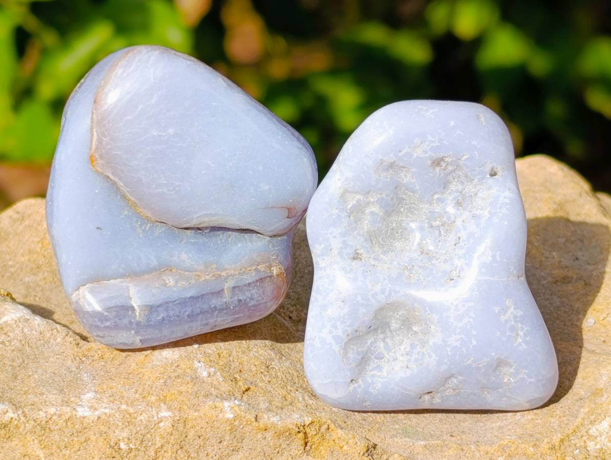 Polished Blue Lace Agate Tumbled Stones x 20 From Nsanje, Malawi - Toprock Gemstones and Minerals 