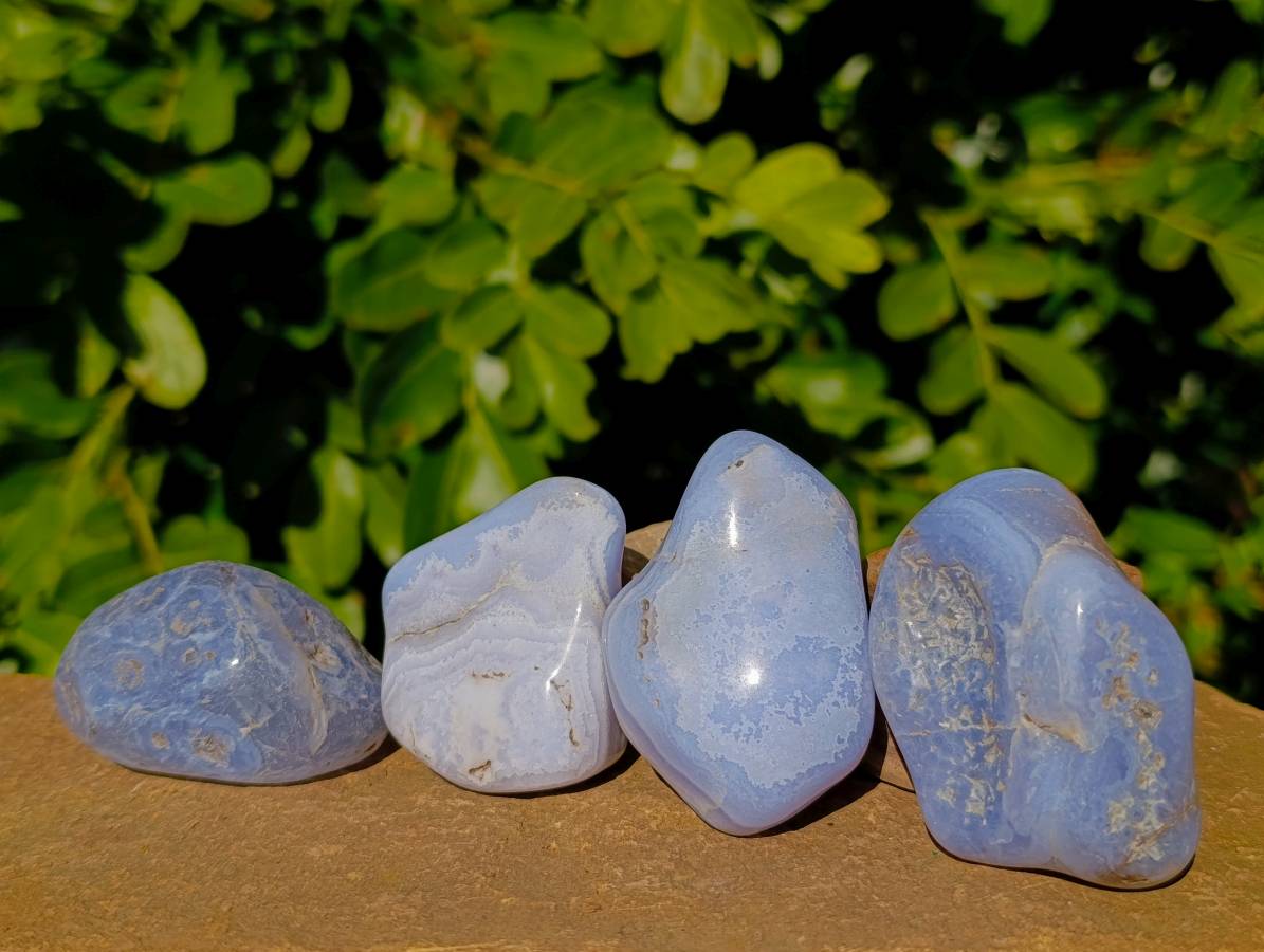 Polished Blue Lace Agate Tumbled Stones x 20 From Nsanje, Malawi - Toprock Gemstones and Minerals 