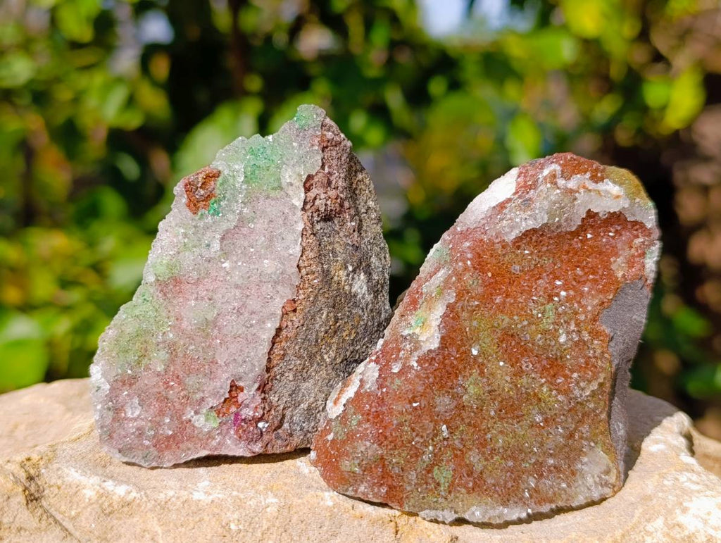 Natural Drusy Salrose With Crystalline Malachite on Dolomite Matrix Specimens x 6 From Congo - Toprock Gemstones and Minerals 