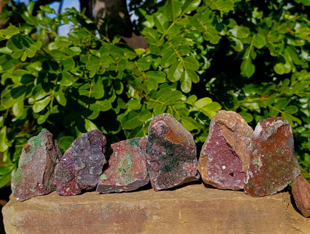Natural Drusy Salrose With Crystalline Malachite on Dolomite Matrix Specimens x 6 From Congo - Toprock Gemstones and Minerals 