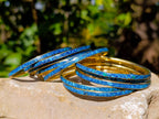Hand Made Chrysocolla and Malachite Conglomerate Brass Bangles - Sold per Item - From Congo - Toprock Gemstones and Minerals 