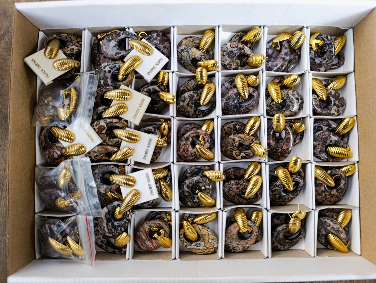 Hand Made Snakeskin Jasper Earrings - Sold Per Pair - From Australia - Toprock Gemstones and Minerals 