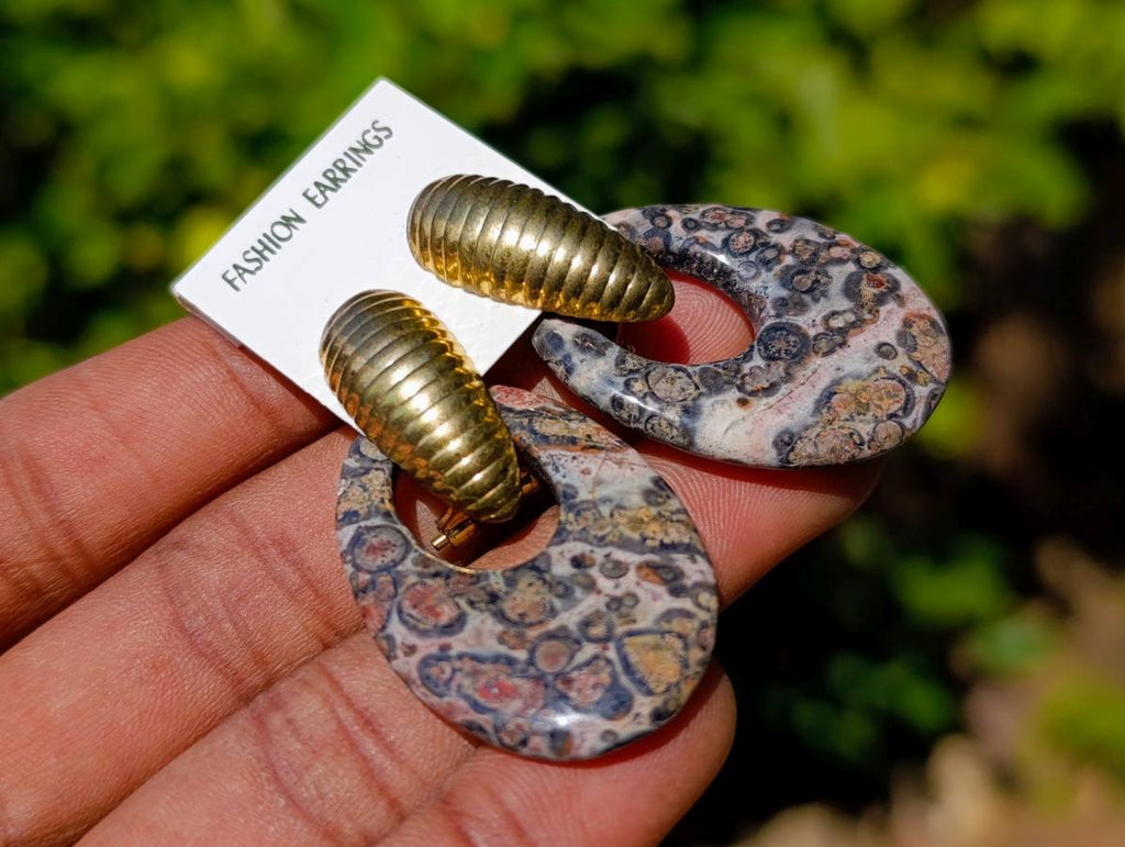Hand Made Snakeskin Jasper Earrings - Sold Per Pair - From Australia - Toprock Gemstones and Minerals 