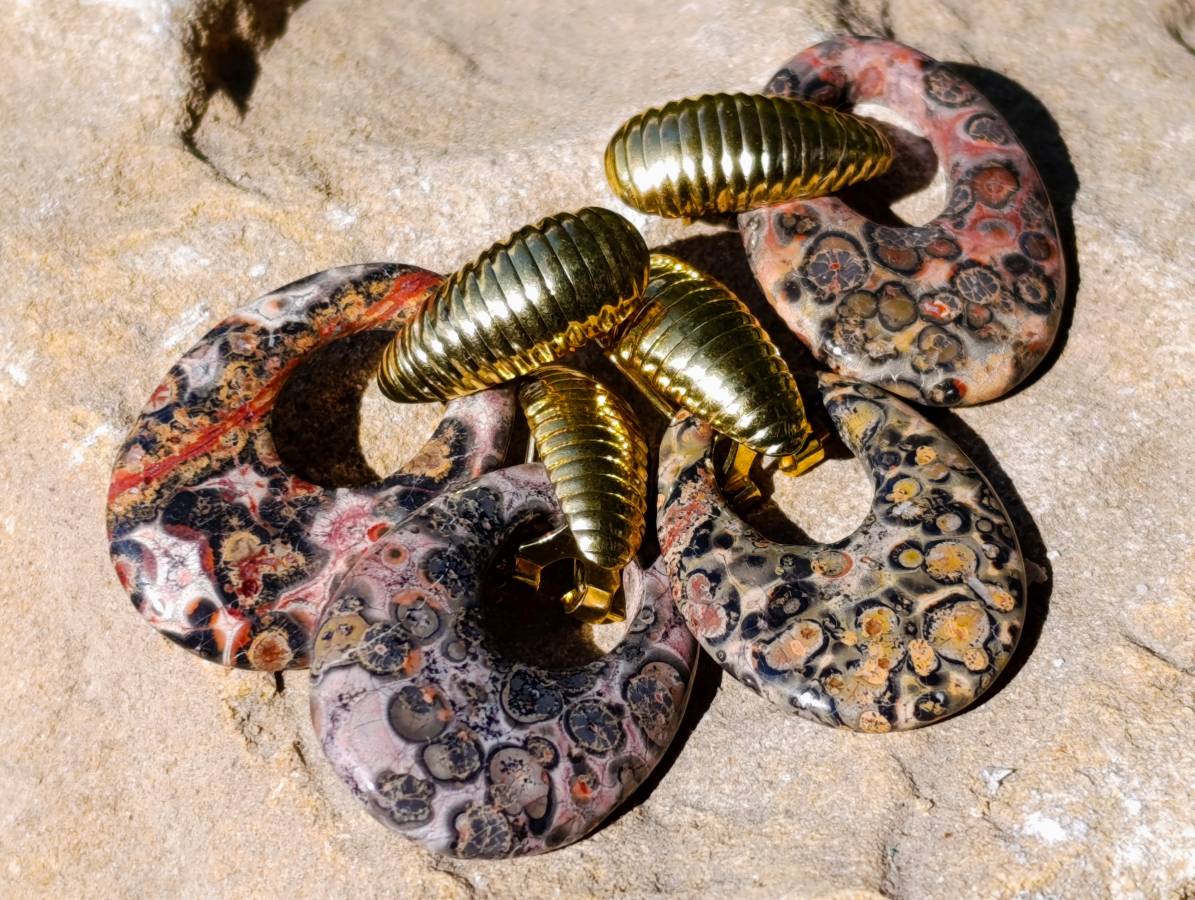 Hand Made Snakeskin Jasper Earrings - Sold Per Pair - From Australia - Toprock Gemstones and Minerals 