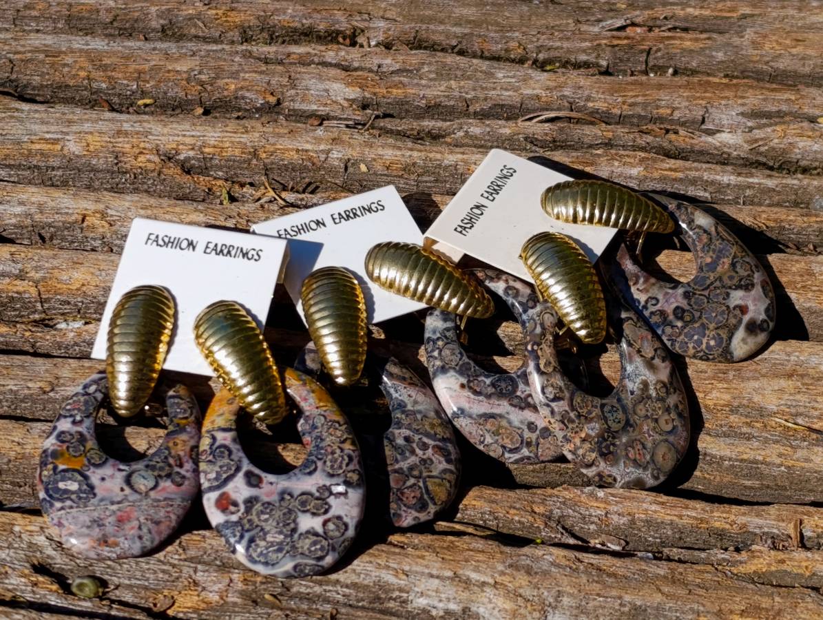 Hand Made Snakeskin Jasper Earrings - Sold Per Pair - From Australia - Toprock Gemstones and Minerals 