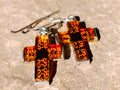 Hand Made Baltic Amber Cross Carved Earrings In Sterling Silver - Sold Per Pair - From Poland - Toprock Gemstones and Minerals 