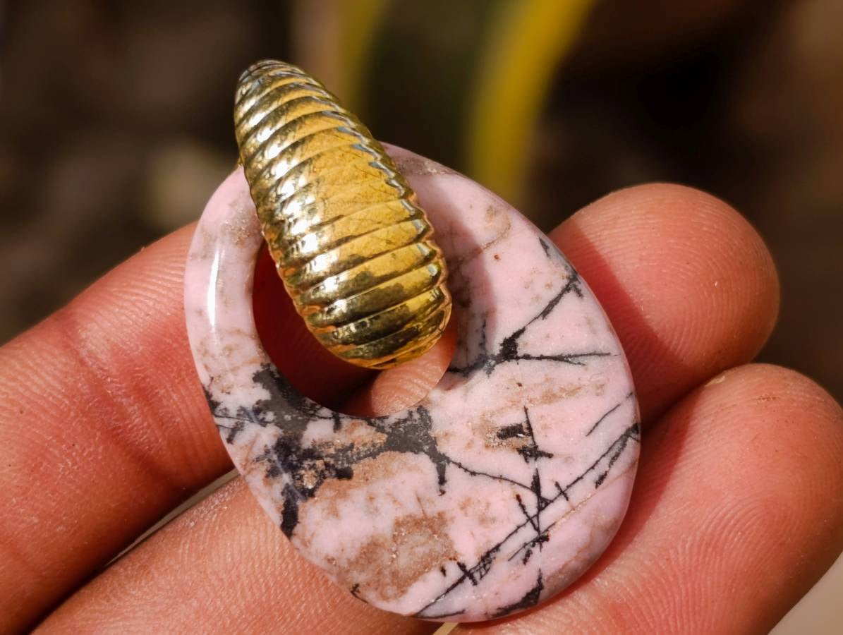 Hand Made Rhodonite Earrings - Sold Per Pair - From Zimbabwe - Toprock Gemstones and Minerals 