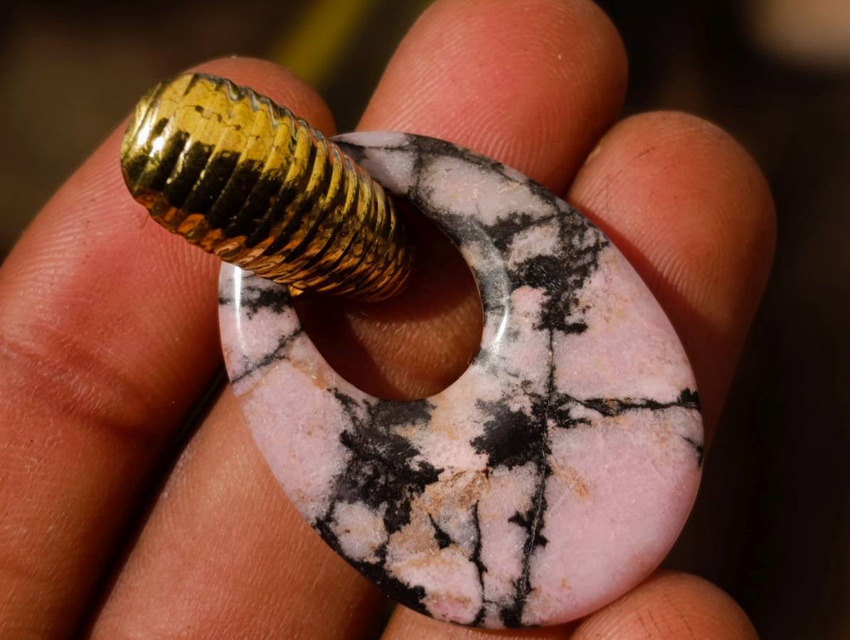 Hand Made Rhodonite Earrings - Sold Per Pair - From Zimbabwe - Toprock Gemstones and Minerals 