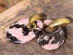 Hand Made Rhodonite Earrings - Sold Per Pair - From Zimbabwe - Toprock Gemstones and Minerals 
