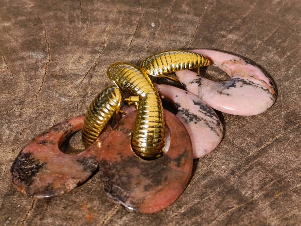Hand Made Rhodonite Earrings - Sold Per Pair - From Zimbabwe - Toprock Gemstones and Minerals 