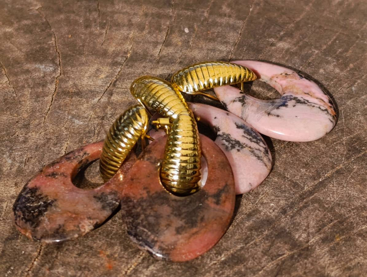 Hand Made Rhodonite Earrings - Sold Per Pair - From Zimbabwe - Toprock Gemstones and Minerals 