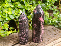 Polished Pink Rhodonite Points x 2 From Ambindavato, Madagascar - Toprock Gemstones and Minerals 