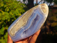 Polished Blue Lace Agate Standing Free Forms x 2 From Nsanje, Malawi