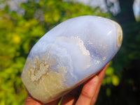 Polished Blue Lace Agate Standing Free Forms x 2 From Nsanje, Malawi