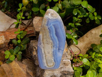 Polished Blue Lace Agate Standing Free Forms x 2 From Nsanje, Malawi