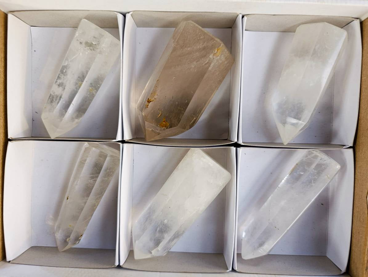 Polished Clear Quartz Crystals x 6 From Madagascar - Toprock Gemstones and Minerals 