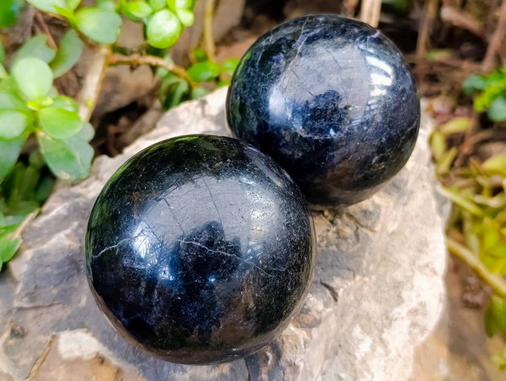 Polished Iolite Spheres x 3 From Ambatofinandrahana, Madagascar - Toprock Gemstones and Minerals 