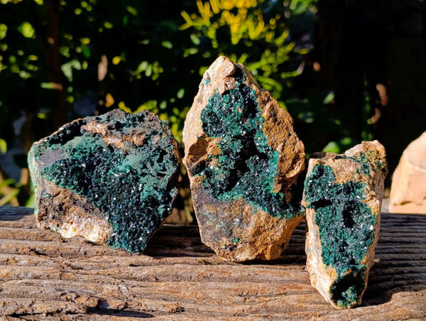 Natural XX Rare Crystalline Malachite Specimens x 3 From Congo