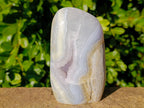 Polished Blue Lace Agate Standing Free Forms x 2 From Malawi - Toprock Gemstones and Minerals 
