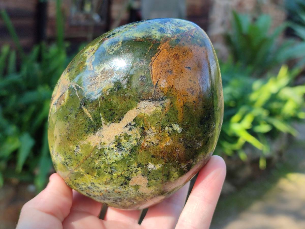 Polished Green Opal Standing Free Forms x 2 From Betroka, Madagascar - Toprock Gemstones and Minerals 