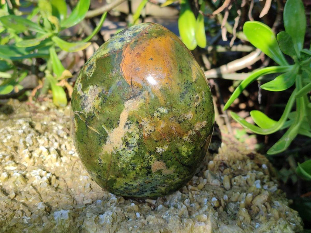Polished Green Opal Standing Free Forms x 2 From Betroka, Madagascar - Toprock Gemstones and Minerals 