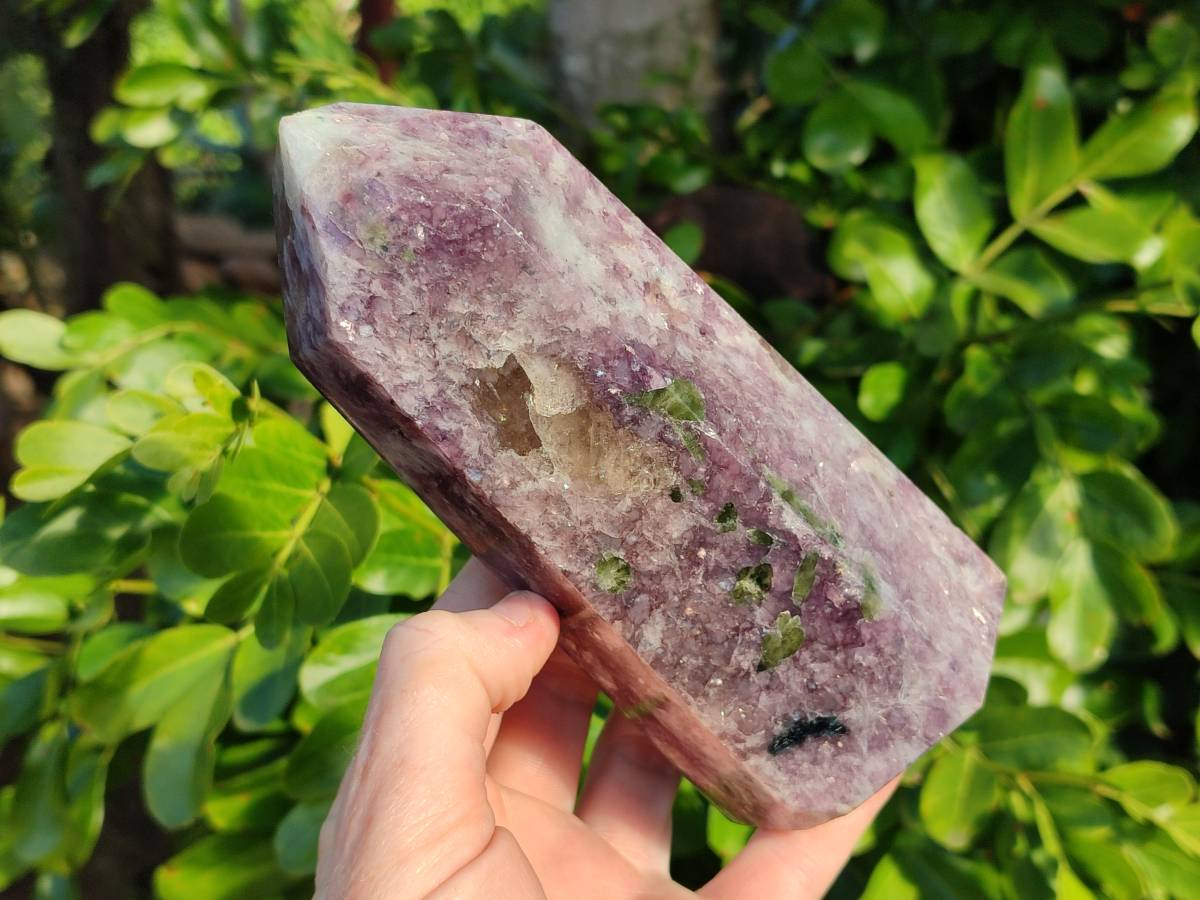Polished Lepidolite with Pink Rubellite Points x 3 From Ambatondrazaka, Madagascar - Toprock Gemstones and Minerals 