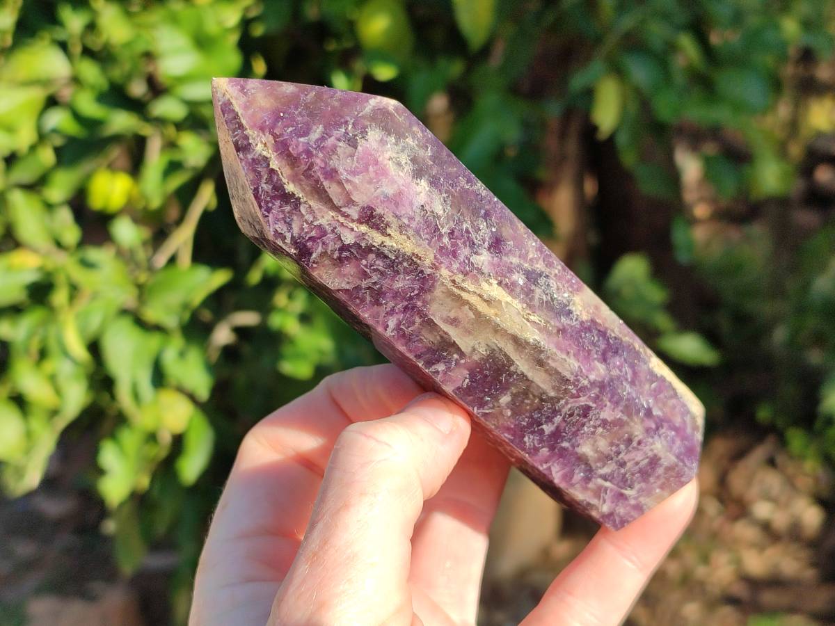 Polished Lepidolite with Pink Rubellite Points x 3 From Ambatondrazaka, Madagascar - Toprock Gemstones and Minerals 