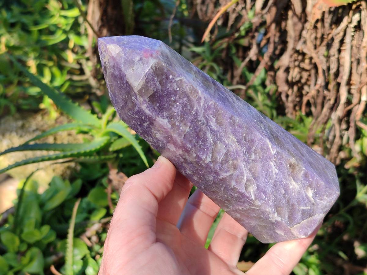 Polished Lepidolite with Pink Rubellite Points x 3 From Ambatondrazaka, Madagascar - Toprock Gemstones and Minerals 