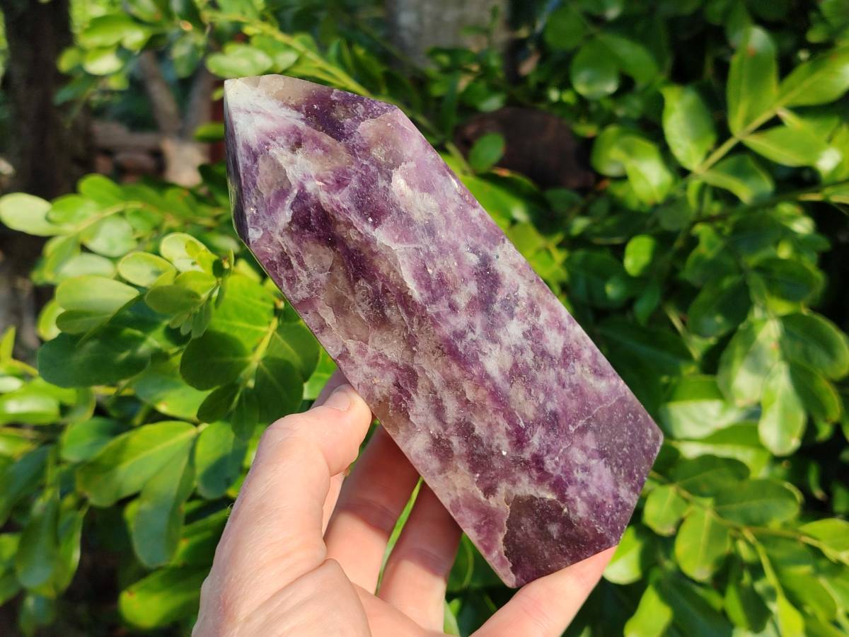 Polished Lepidolite with Pink Rubellite Points x 3 From Ambatondrazaka, Madagascar - Toprock Gemstones and Minerals 